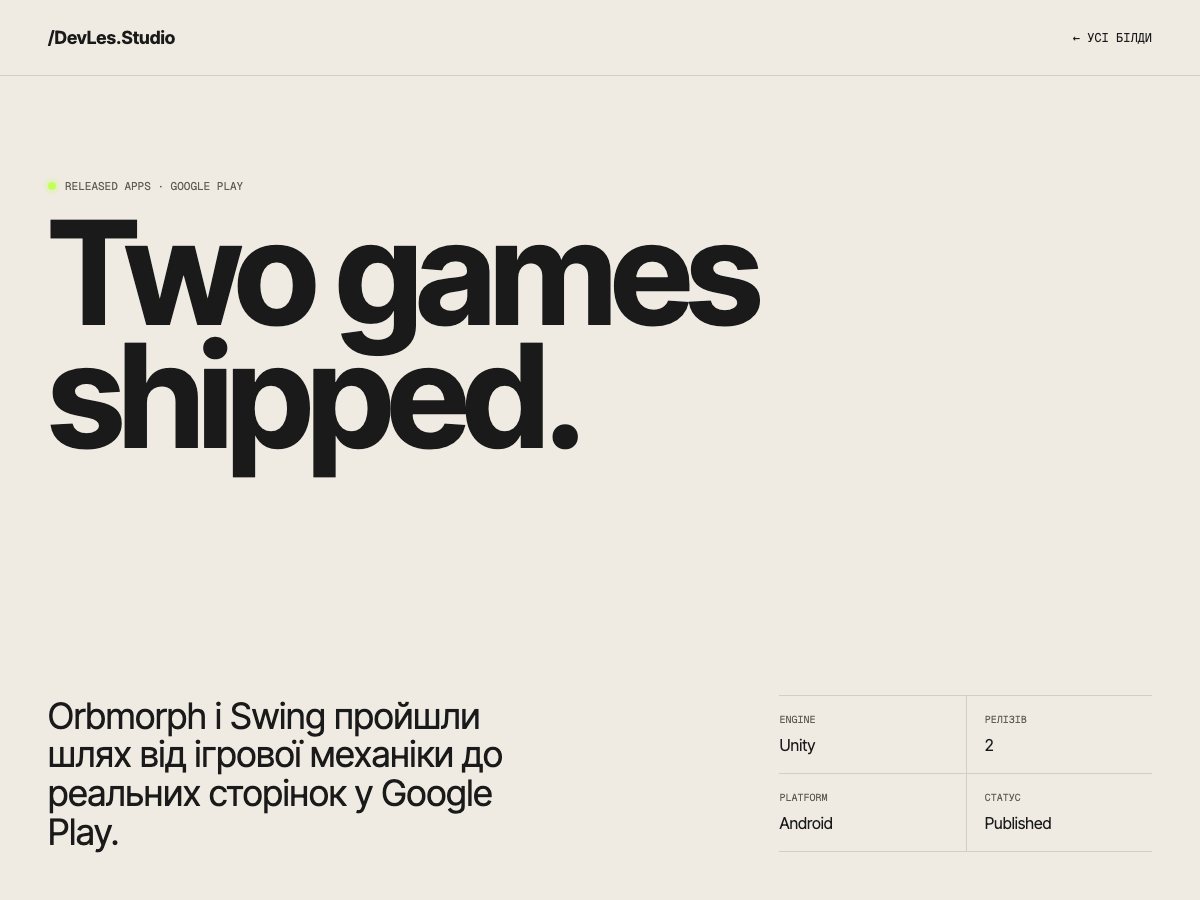 Unity ігри DevLes у Google Play